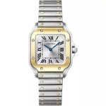 Cartier Santos Small W2SA0033 Stainless Steel Yellow Gold Silver Dial