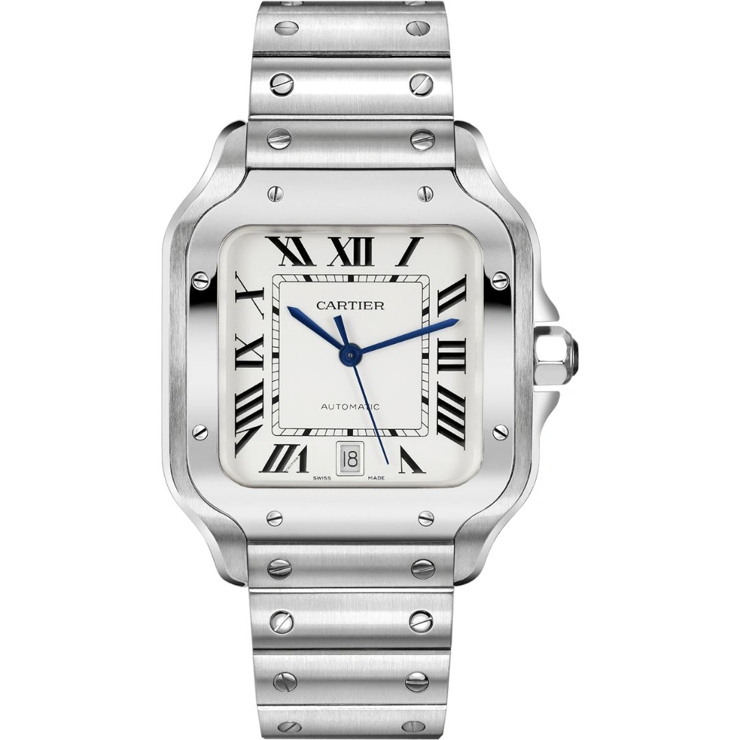 wssa0018_1 Cartier Santos Large WSSA0018 Stainless Steel Silver Dial - Image 1